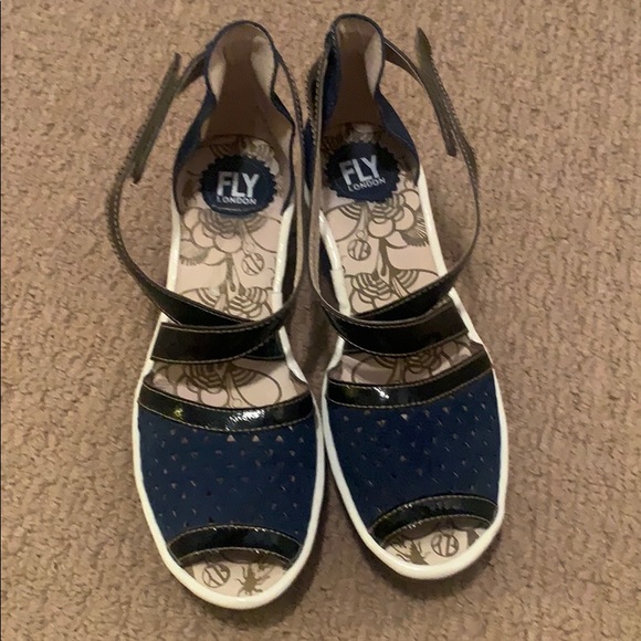 Fly London Shoes - EUC Fly London Ynes Perforated Wedge Sandals - 40